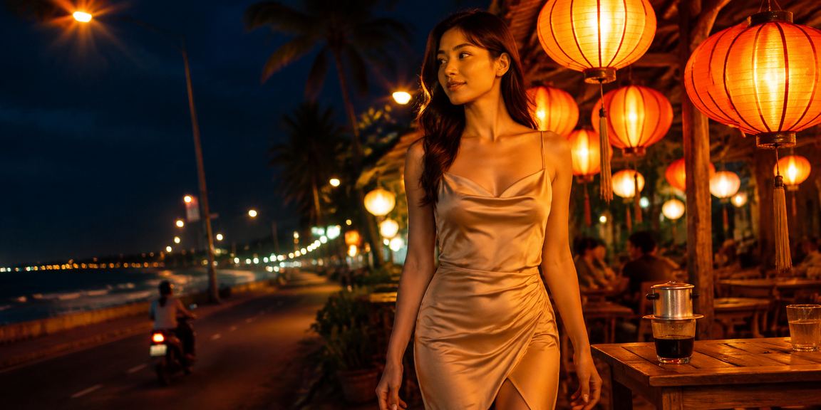 Người chơi slot game tại Phan Thiết với ly cà phê trên bàn